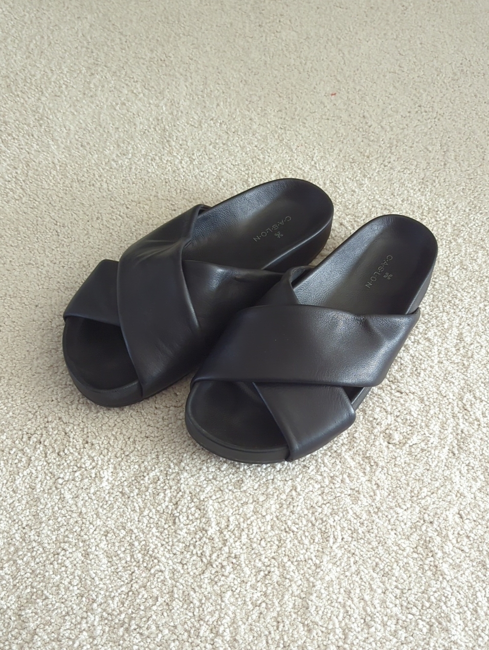 Caslon Leather Crisscross Slides